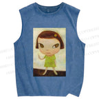 Unisex Yoshitomo Nara Printed Washed Tank Top