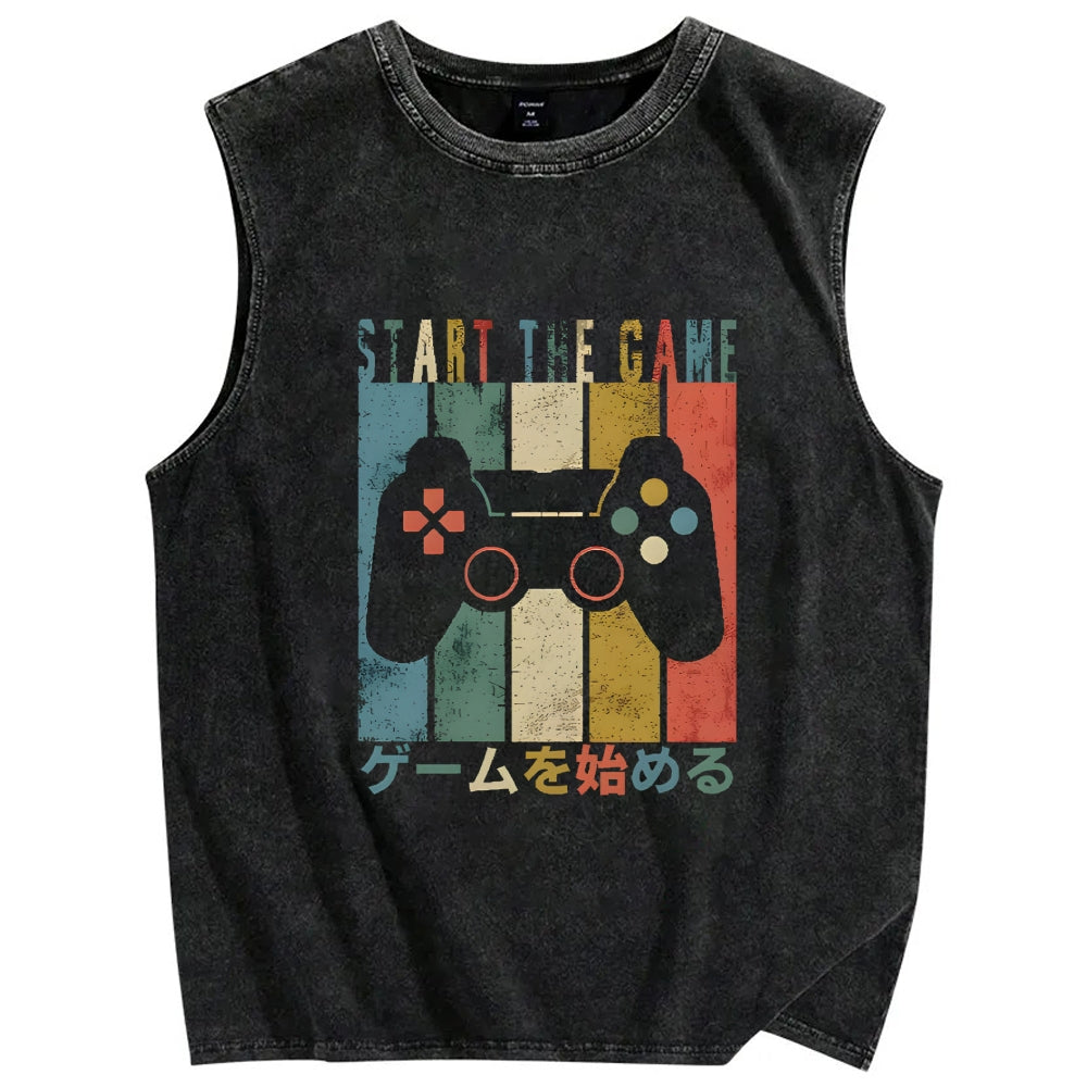 START THE GAME Vintage Distressed Washed Tank Top