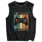 START THE GAME Vintage Distressed Washed Tank Top