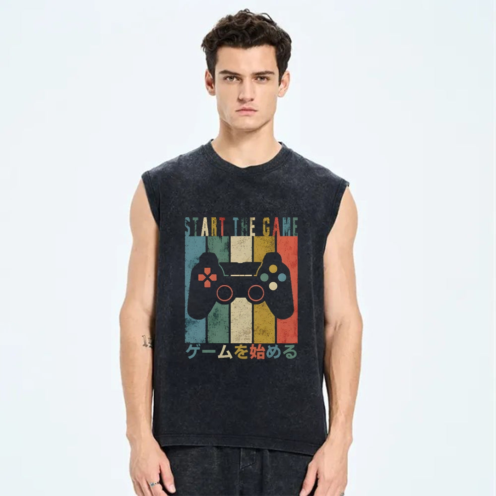 START THE GAME Vintage Distressed Washed Tank Top