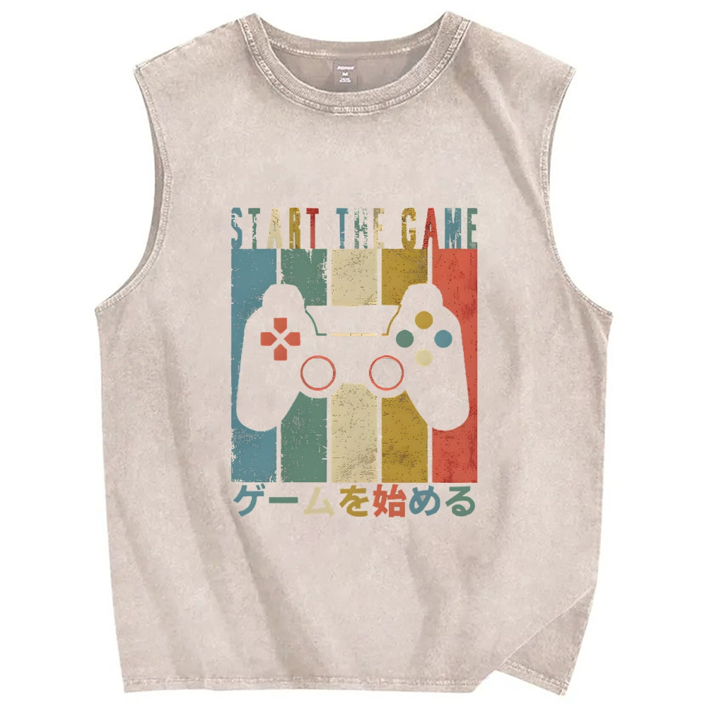 START THE GAME Vintage Distressed Washed Tank Top
