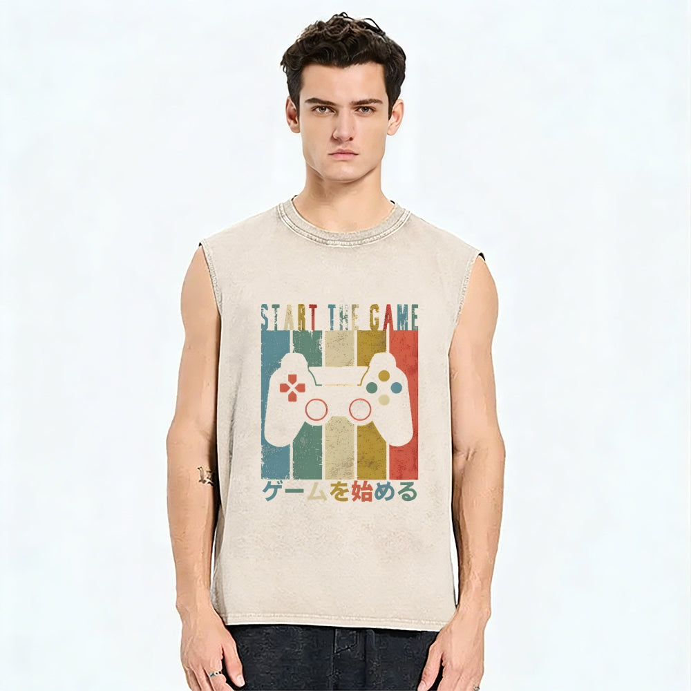 START THE GAME Vintage Distressed Washed Tank Top