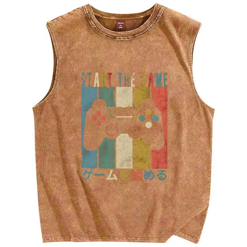 START THE GAME Vintage Distressed Washed Tank Top