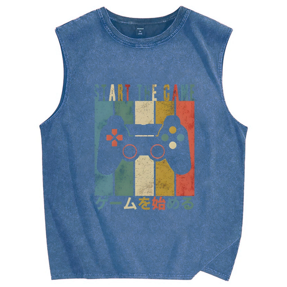 START THE GAME Vintage Distressed Washed Tank Top
