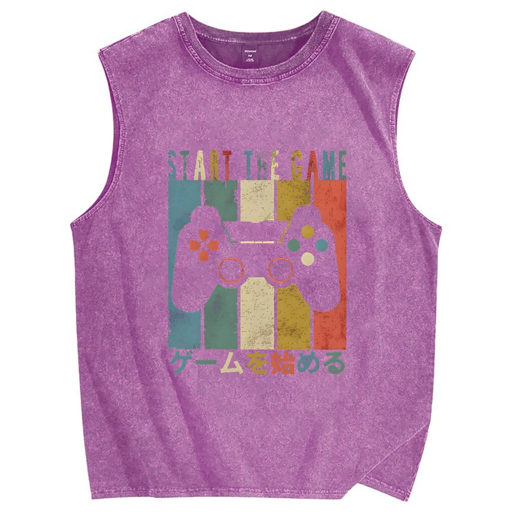START THE GAME Vintage Distressed Washed Tank Top