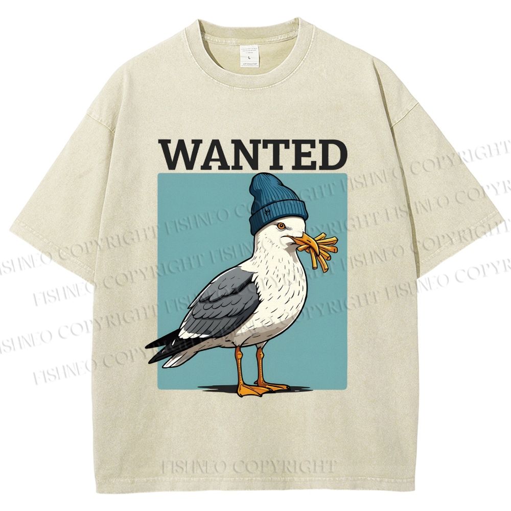 Unisex Wanted Bird Printed Washed Tee