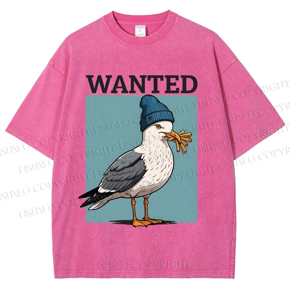 Unisex Wanted Bird Printed Washed Tee