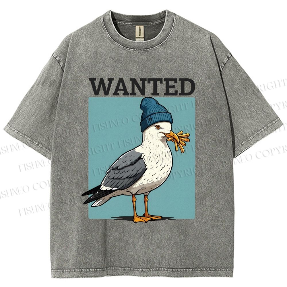 Unisex Wanted Bird Printed Washed Tee