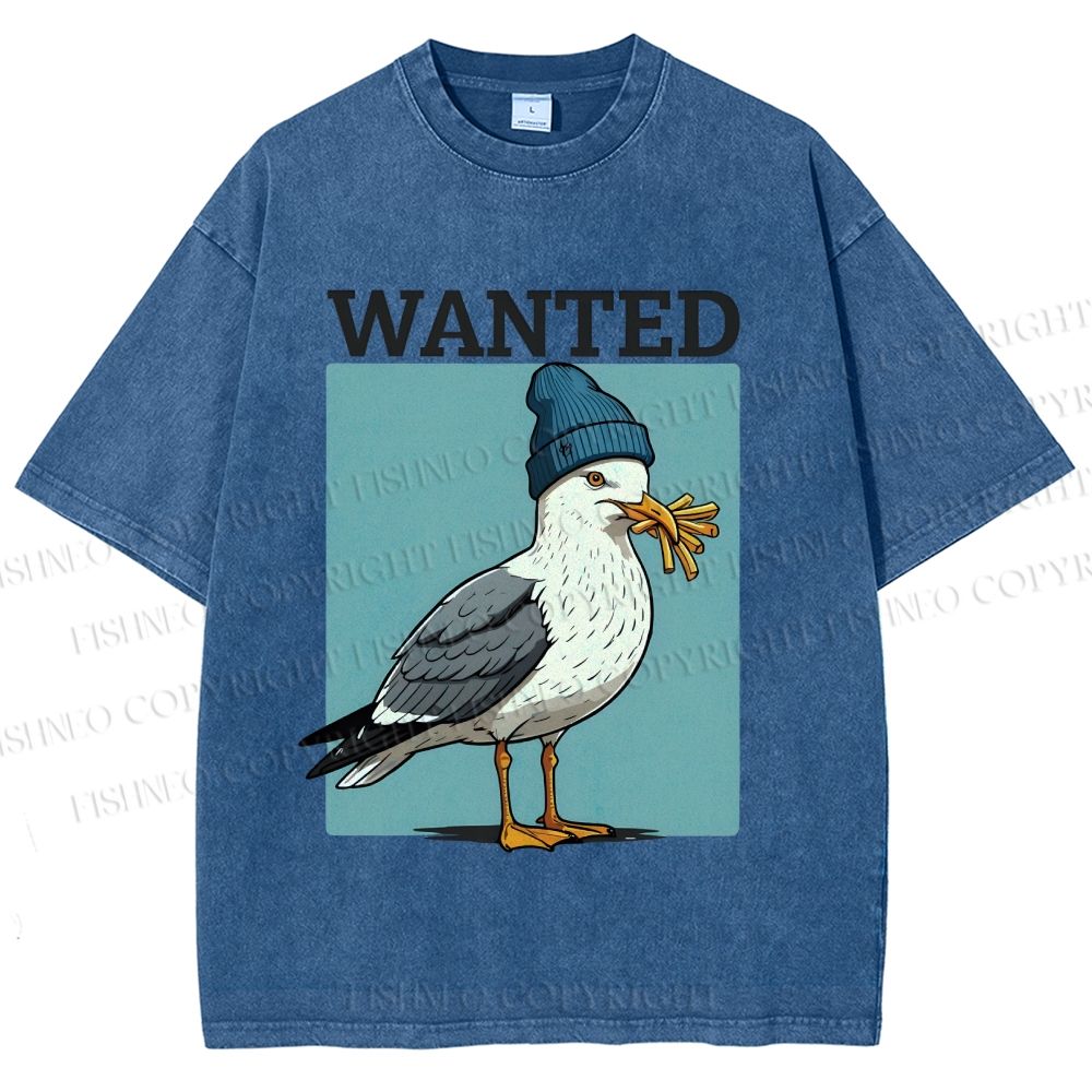 Unisex Wanted Bird Printed Washed Tee