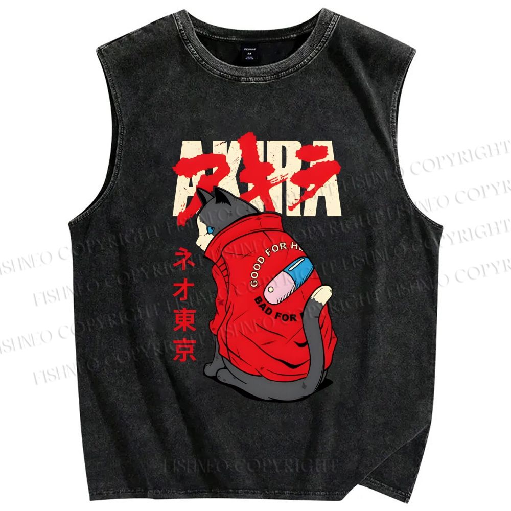 Unisex Akira Printed Washed Tank Top