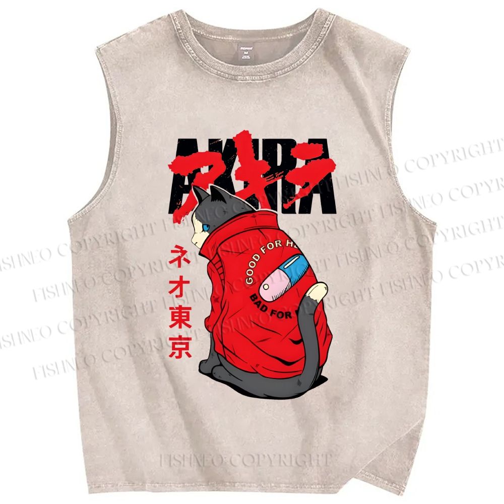 Unisex Akira Printed Washed Tank Top