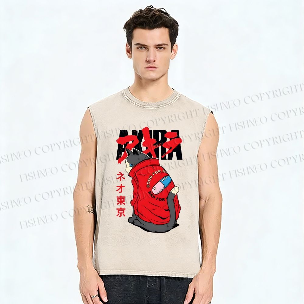 Unisex Akira Printed Washed Tank Top