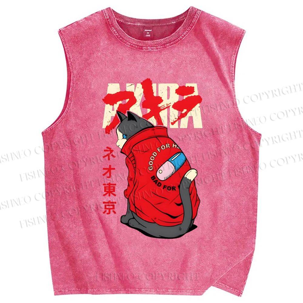 Unisex Akira Printed Washed Tank Top