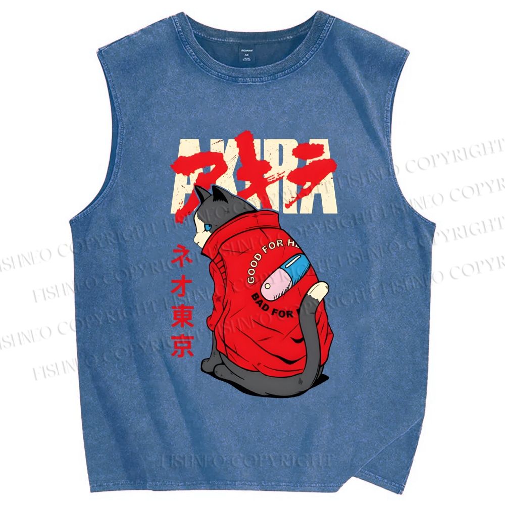 Unisex Akira Printed Washed Tank Top