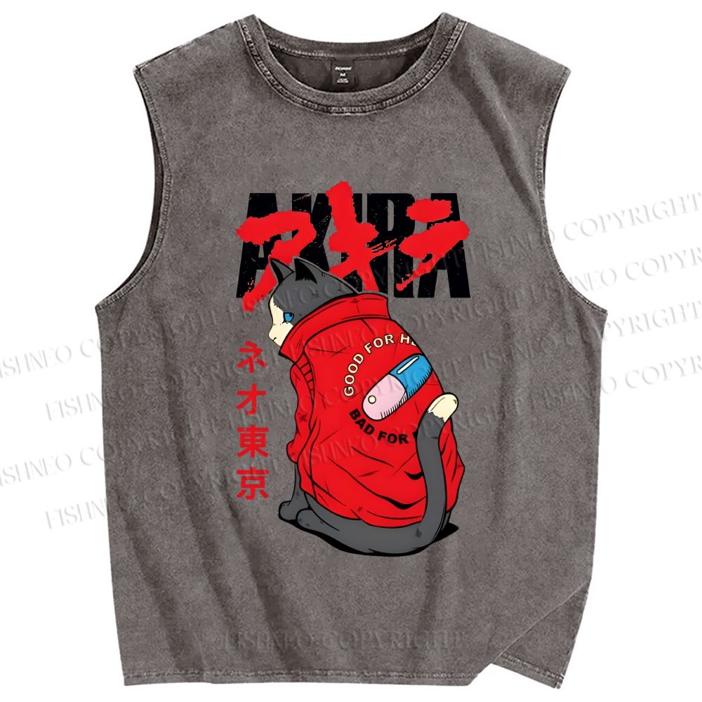 Unisex Akira Printed Washed Tank Top