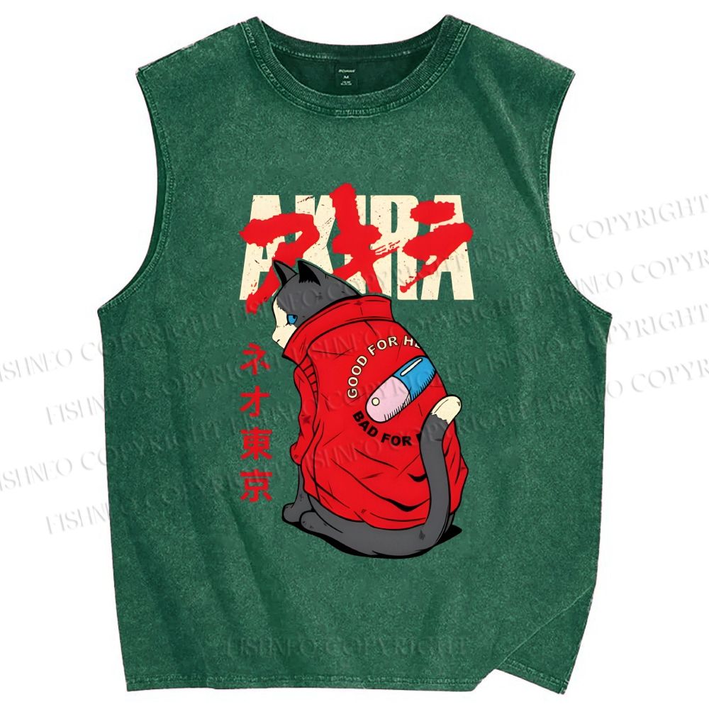 Unisex Akira Printed Washed Tank Top