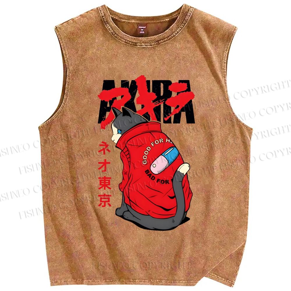 Unisex Akira Printed Washed Tank Top