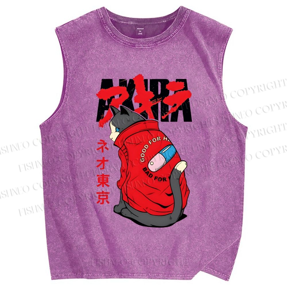 Unisex Akira Printed Washed Tank Top