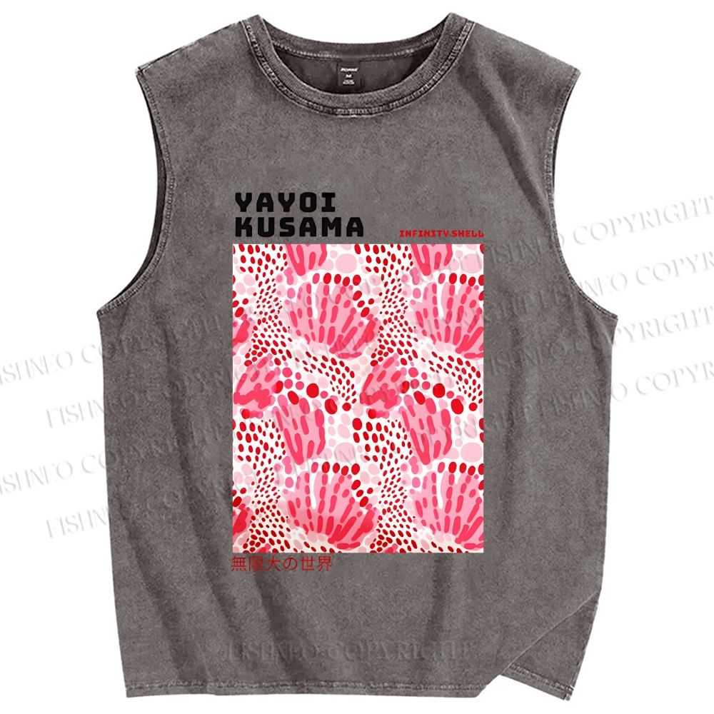Unisex Yayoi Kusama Abstract Flower Printed Washed Tank Top