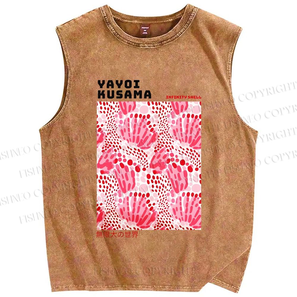 Unisex Yayoi Kusama Abstract Flower Printed Washed Tank Top
