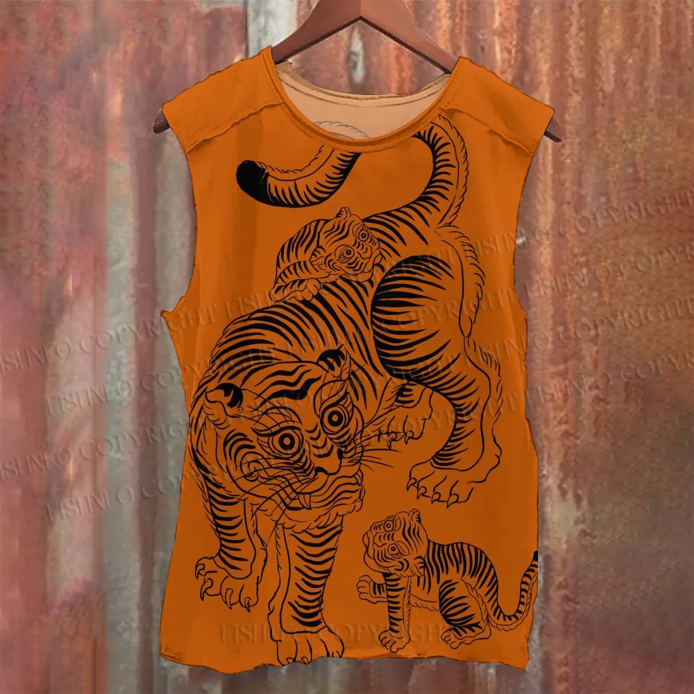 Unisex Casual Parent-Child Tiger Printed Tank Top
