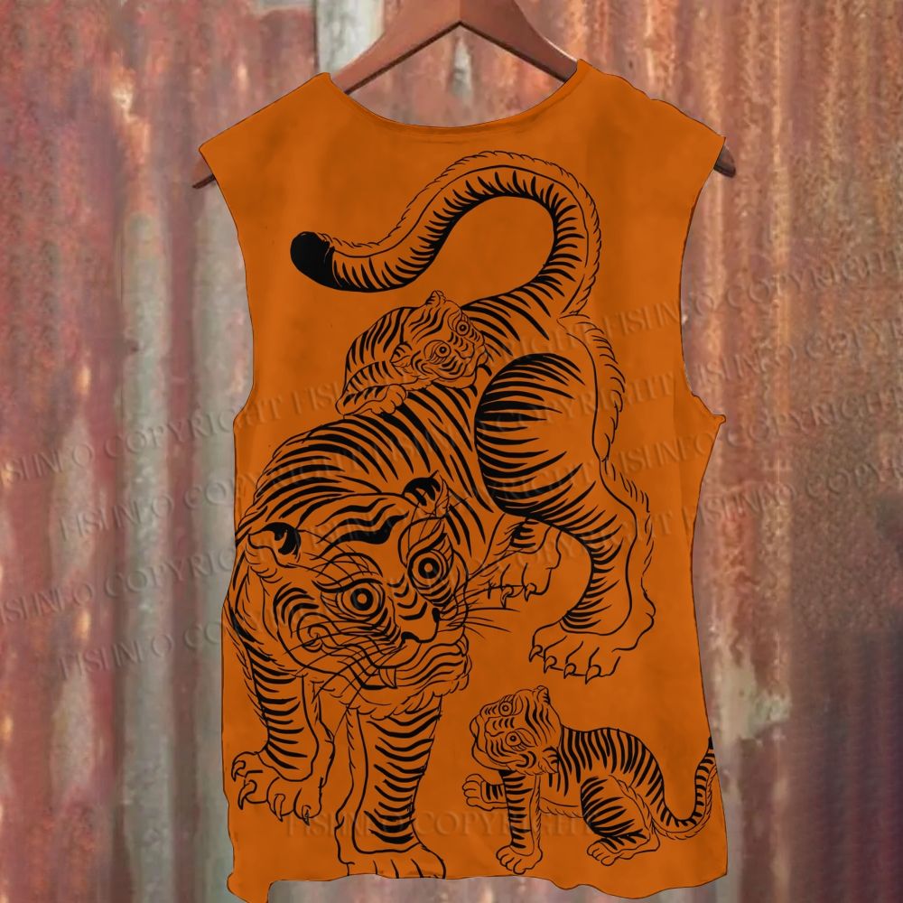 Unisex Casual Parent-Child Tiger Printed Tank Top