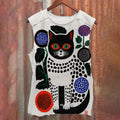 Unisex Casual Vintage Polka Dot Cat Printed Tank Top