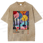 Unisex Yayoi Kusama Trees Printed Washed Tee