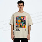 Unisex Yayoi Kusama Flowers Printed Washed Tee