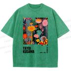 Unisex Yayoi Kusama Flowers Printed Washed Tee