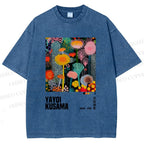 Unisex Yayoi Kusama Flowers Printed Washed Tee