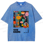Unisex Yayoi Kusama Flowers Printed Washed Tee