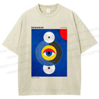 Unisex Bauhaus Geometric Eyes Printed Washed Tee