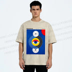 Unisex Bauhaus Geometric Eyes Printed Washed Tee