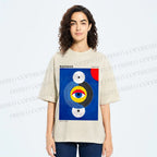 Unisex Bauhaus Geometric Eyes Printed Washed Tee