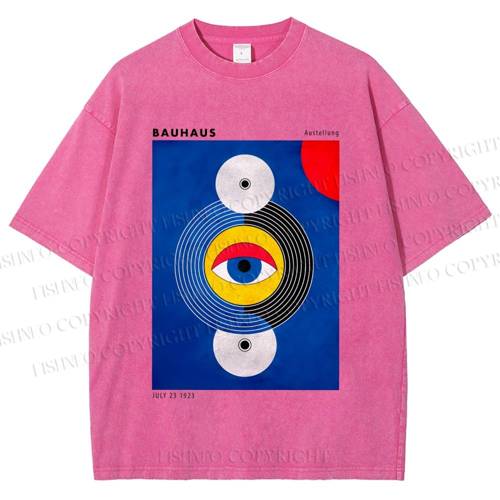 Unisex Bauhaus Geometric Eyes Printed Washed Tee