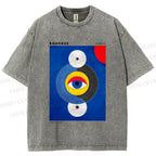 Unisex Bauhaus Geometric Eyes Printed Washed Tee
