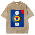 Unisex Bauhaus Geometric Eyes Printed Washed Tee