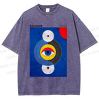 Unisex Bauhaus Geometric Eyes Printed Washed Tee