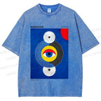 Unisex Bauhaus Geometric Eyes Printed Washed Tee