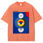 Unisex Bauhaus Geometric Eyes Printed Washed Tee