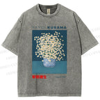 Unisex Yayoi Kusama Flowers Printed Washed Tee