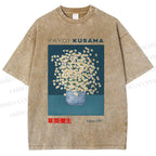 Unisex Yayoi Kusama Flowers Printed Washed Tee