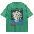 Unisex Yayoi Kusama Flowers Printed Washed Tee