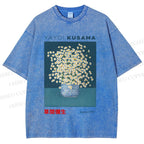 Unisex Yayoi Kusama Flowers Printed Washed Tee