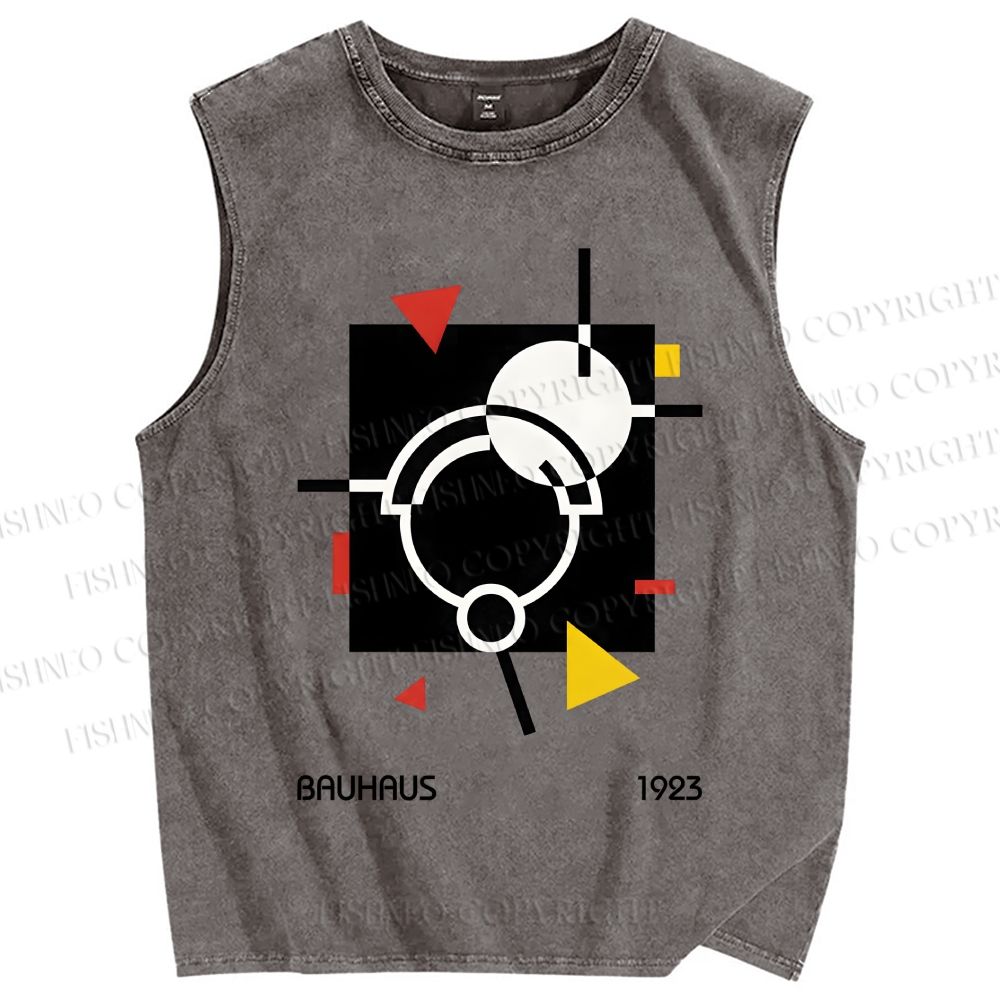 Unisex Bauhaus Geometry Printed Washed Tank Top