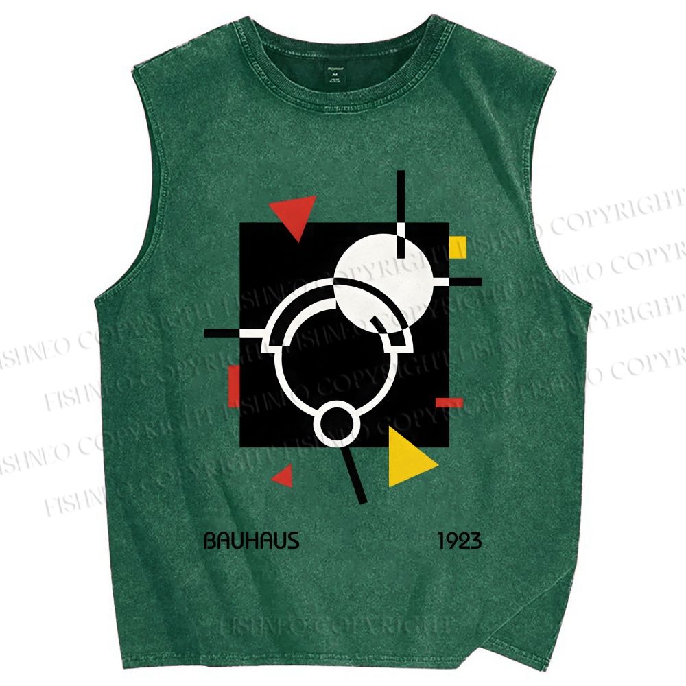 Unisex Bauhaus Geometry Printed Washed Tank Top