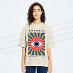 Unisex Bauhaus Geometric Eyes Printed Washed Tee