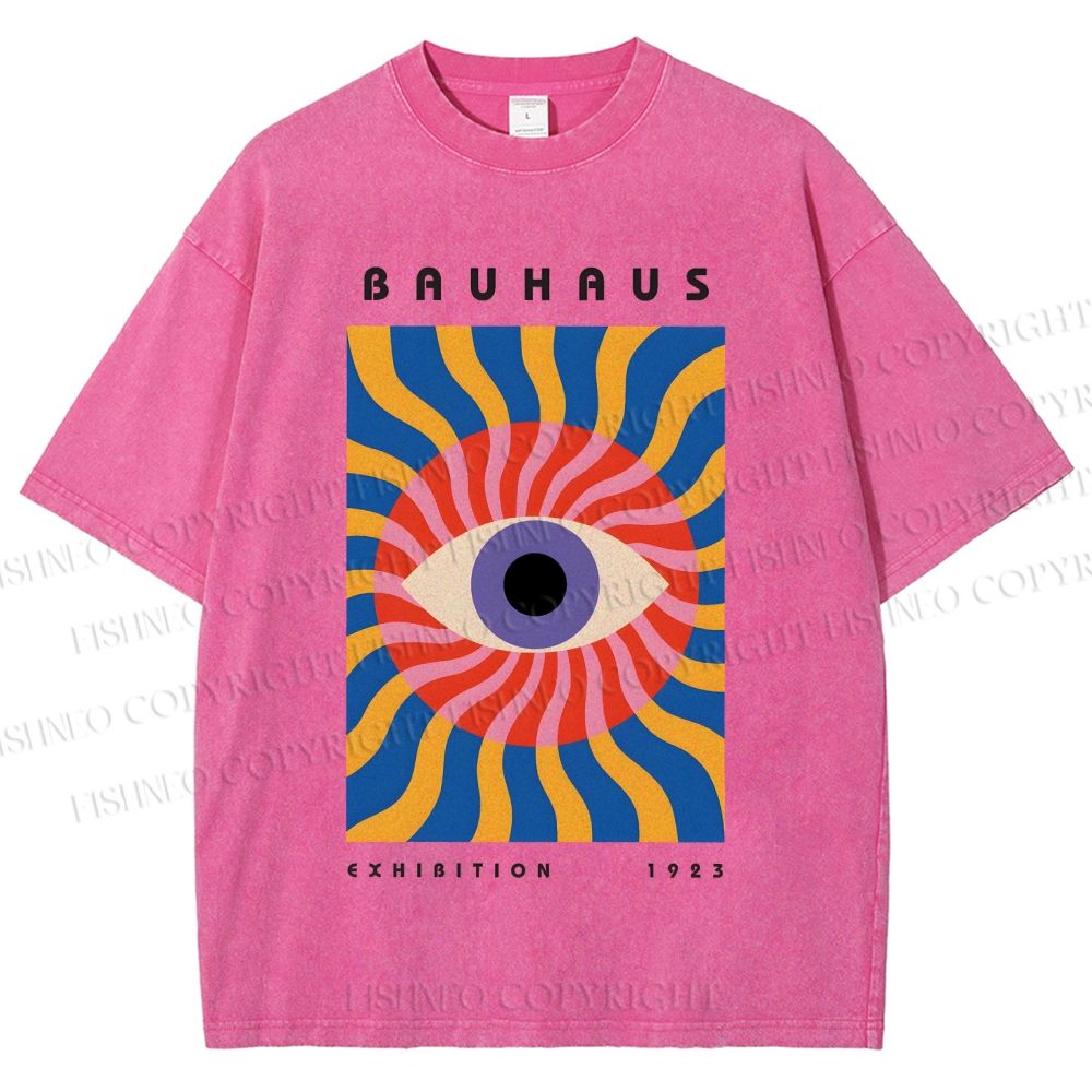 Unisex Bauhaus Geometric Eyes Printed Washed Tee