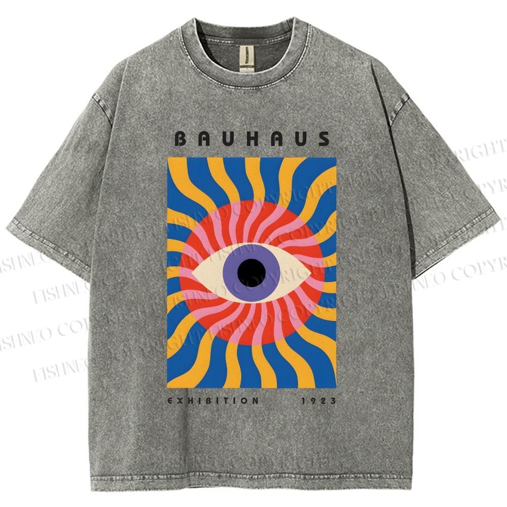 Unisex Bauhaus Geometric Eyes Printed Washed Tee